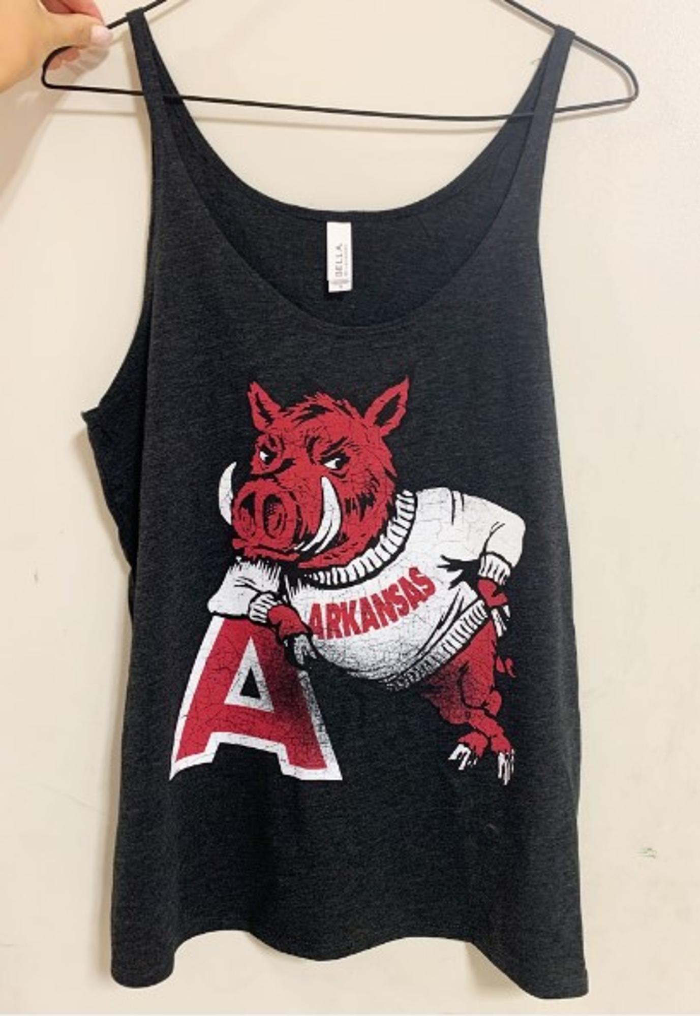 image of: Arkansas Razorbacks Hog Leaning on 'A' Tank