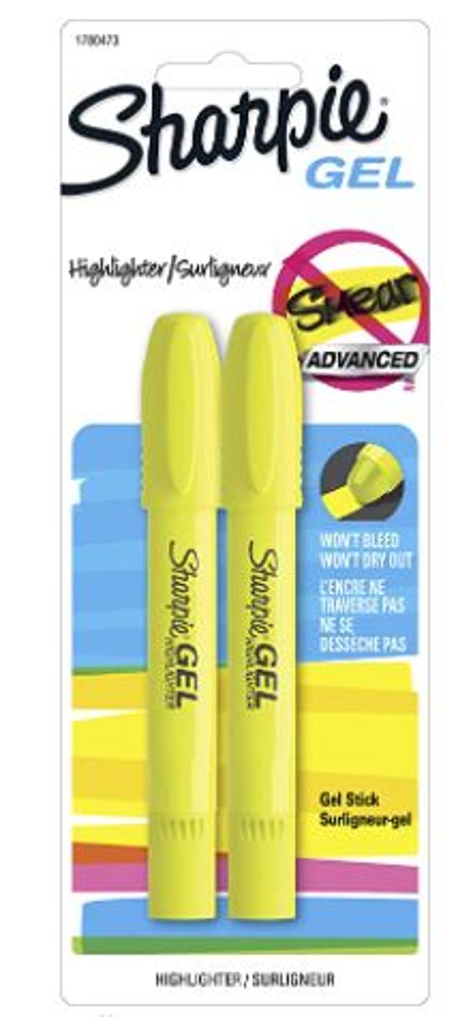 image of: Sharpie Gel Highlighters Yellow 2pk