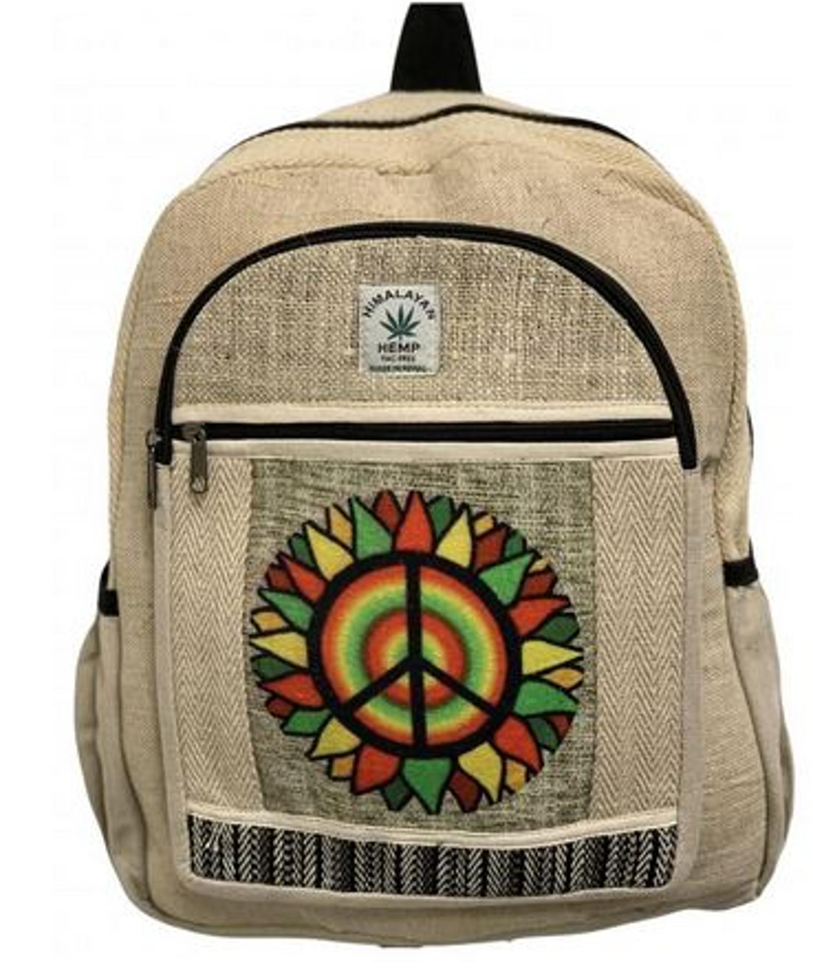 image of: Rising  "Rasta Peace" Cotton Hemp Backpack