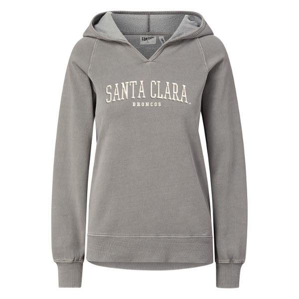 Santa Clara Broncos Women's Silicone Application Coastal Color Hoodie, Gray; $64.98