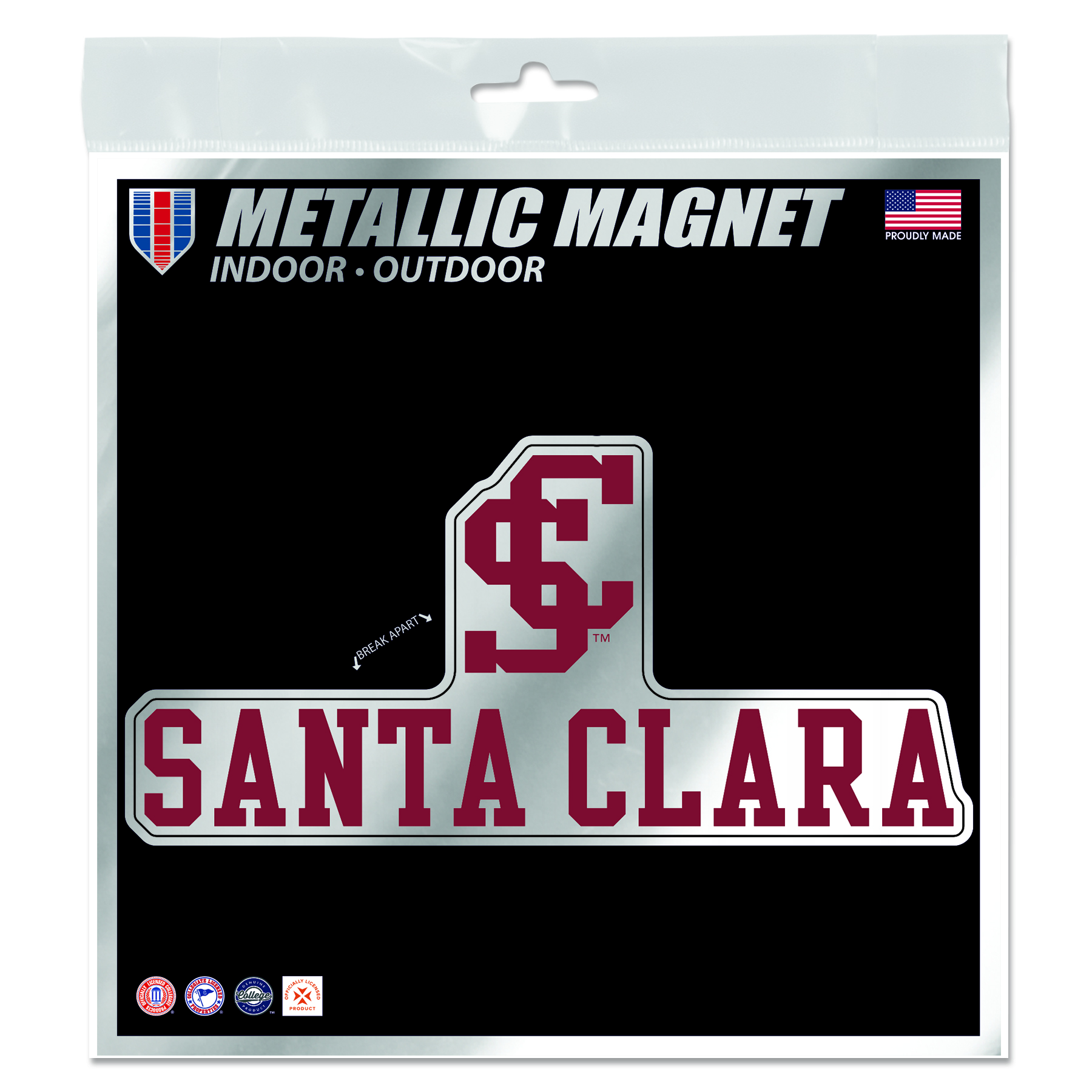 image of: Santa Clara Broncos 6in x 6in Metallic Die-Cut Magnet