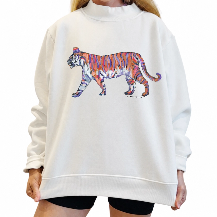 Product image 1 of 1 for Olivet Nazarene University Tiger Mock Neck Crewneck, White