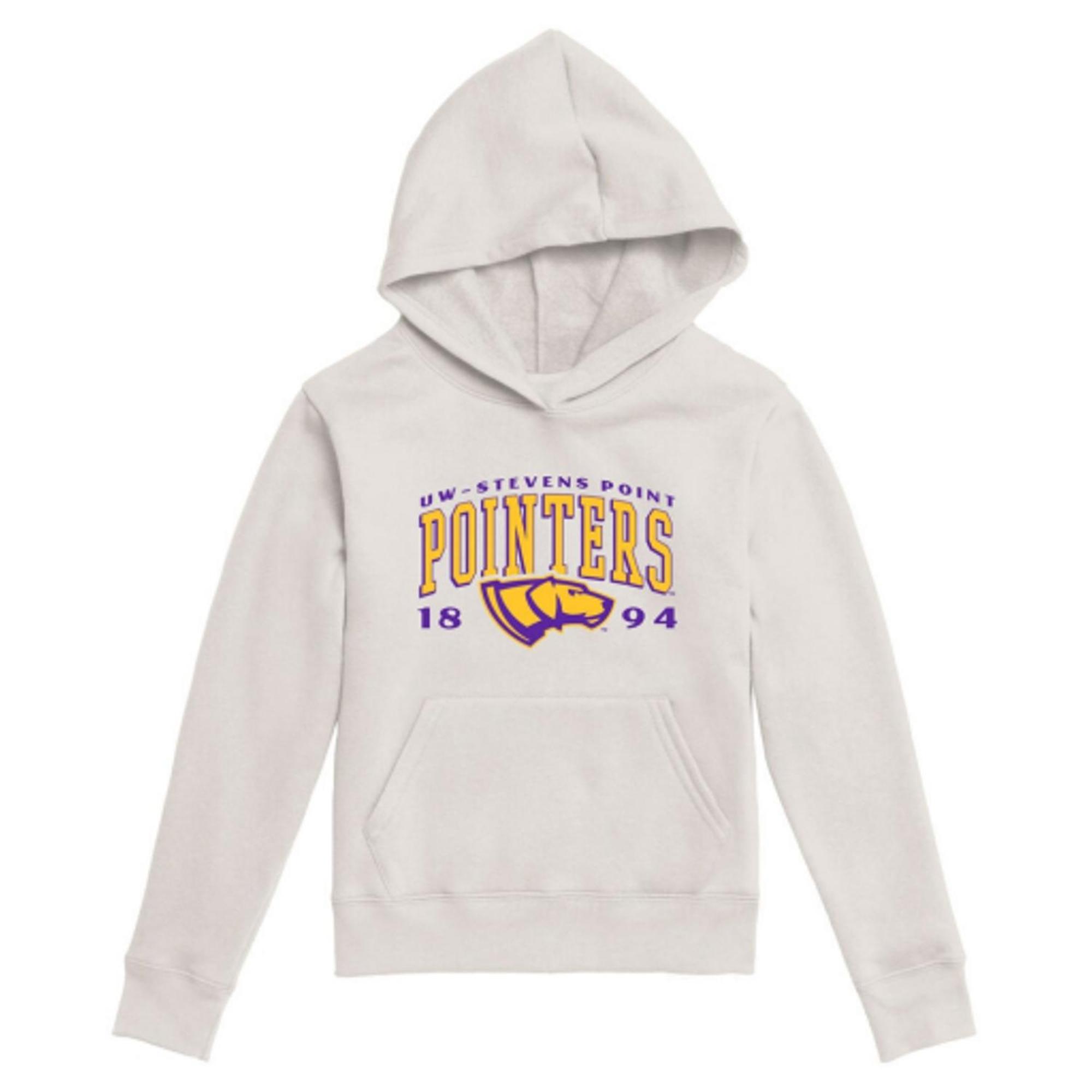 Product image 1 of 1 for UWSP Youth Essential Hood 2.0, Pointers Arch Logo, Oatmeal Heather
