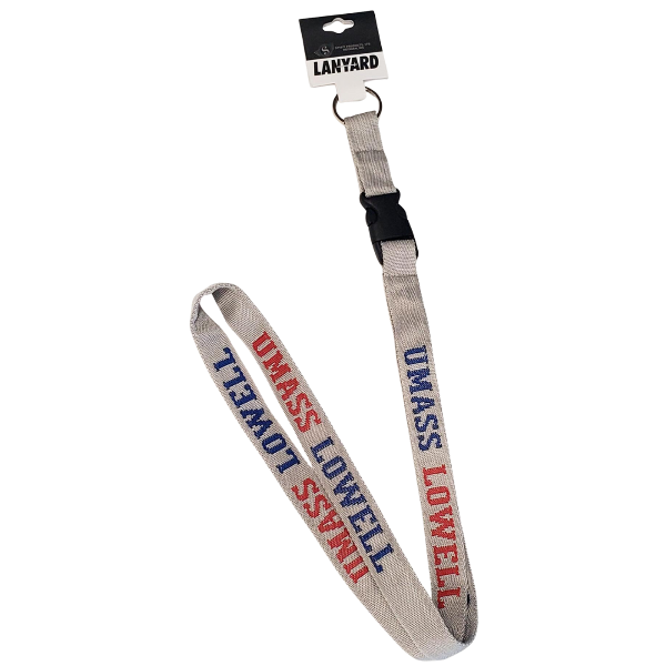 UMass Lowell Grey Woven Lanyard; $14.99