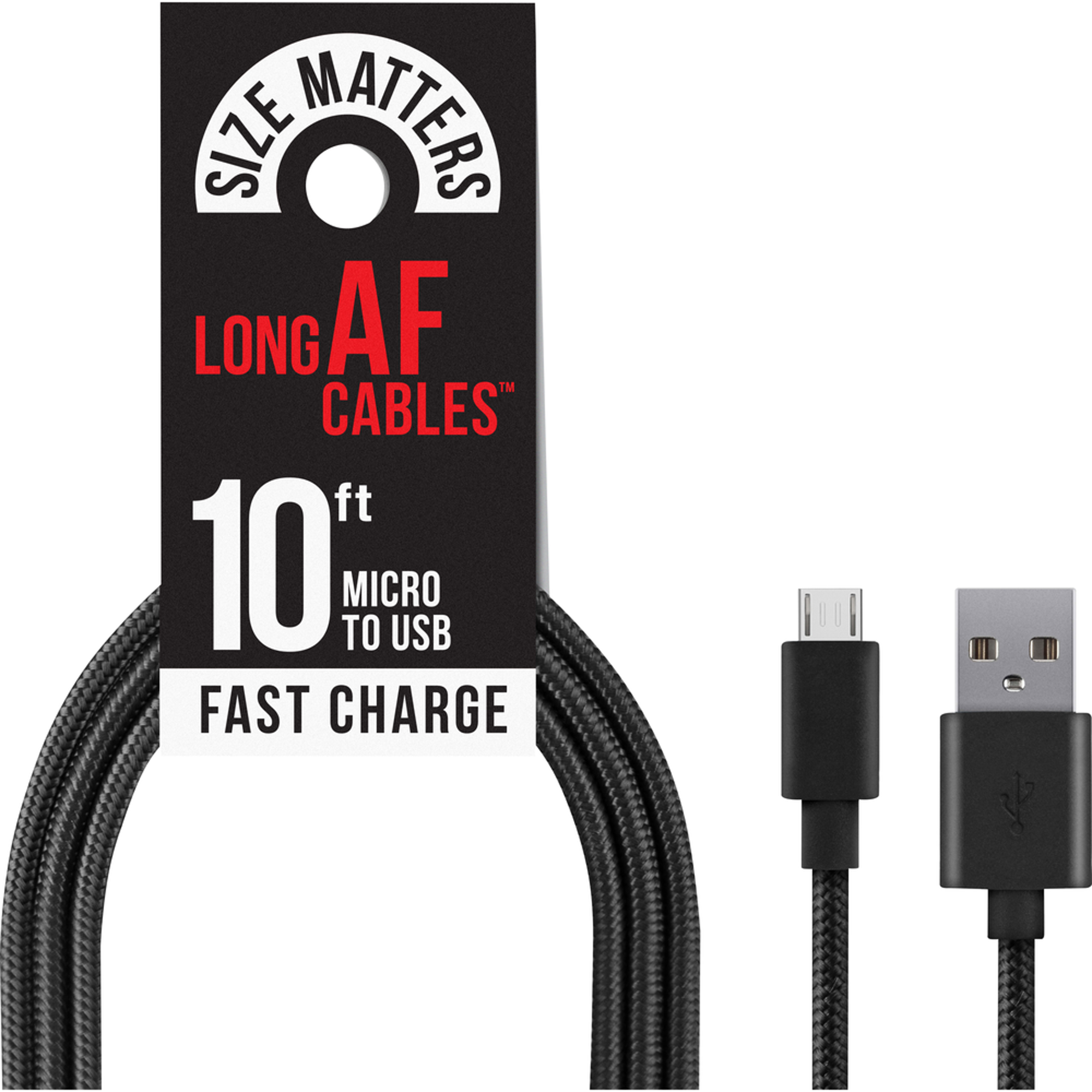 Product image 1 of 1 for Long AF Charge & Sync Cables Refill Pack USB - Micro USB 10Ft Black 6Ct