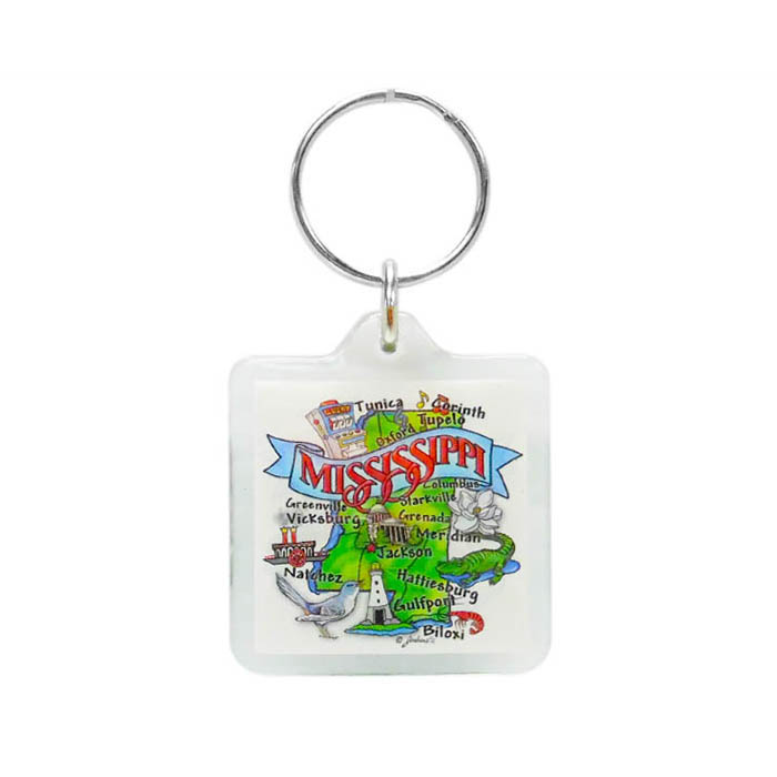image of: Mississippi State Map Lucite Keychain
