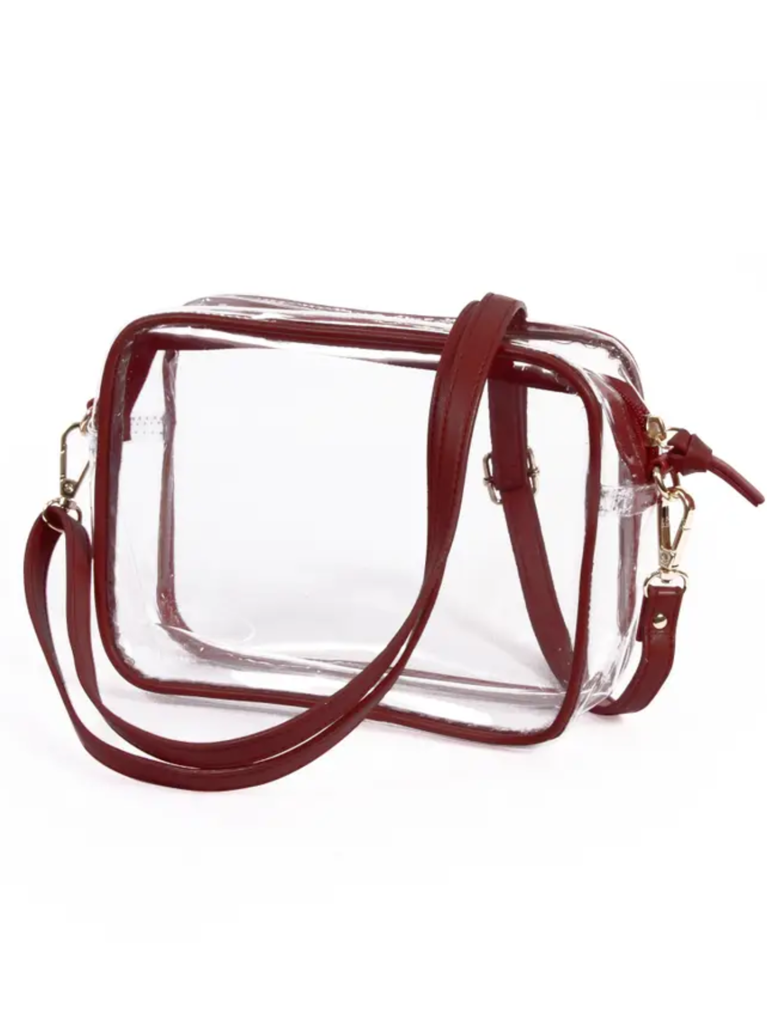 Product image 1 of 1 for Bridget Clear Purse with Vegan Leather Trim, Maroon