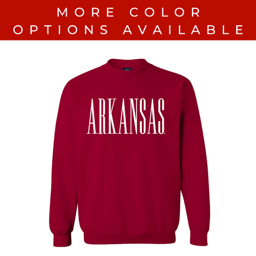 MD25 Arkansas Tall Letter Fundamental Crew Sweatshirt; $29.99