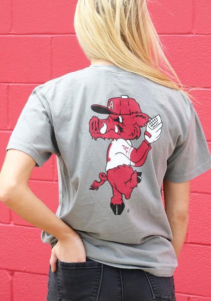 Arkansas Razorbacks Baseball Comfort Color Pitching Ribby Short Sleeve Tee; $35.00