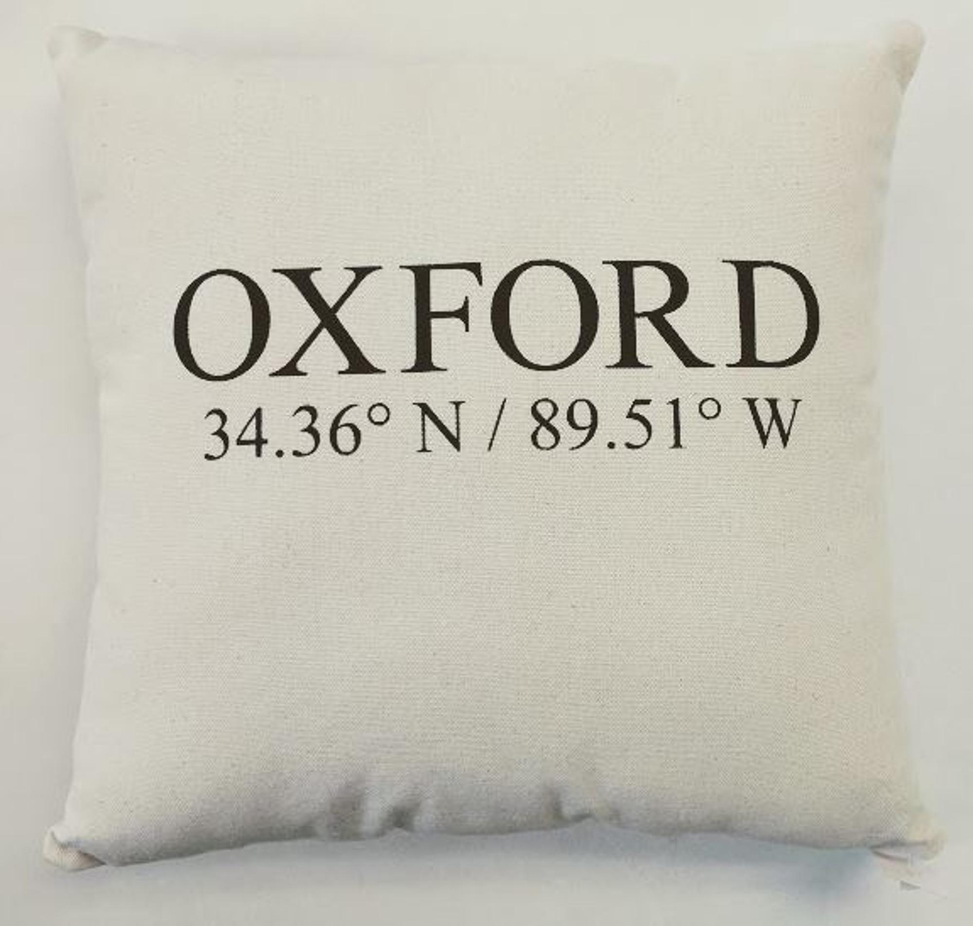 image of: Oxford MS GPS Coordinates Square Pillow 14x14