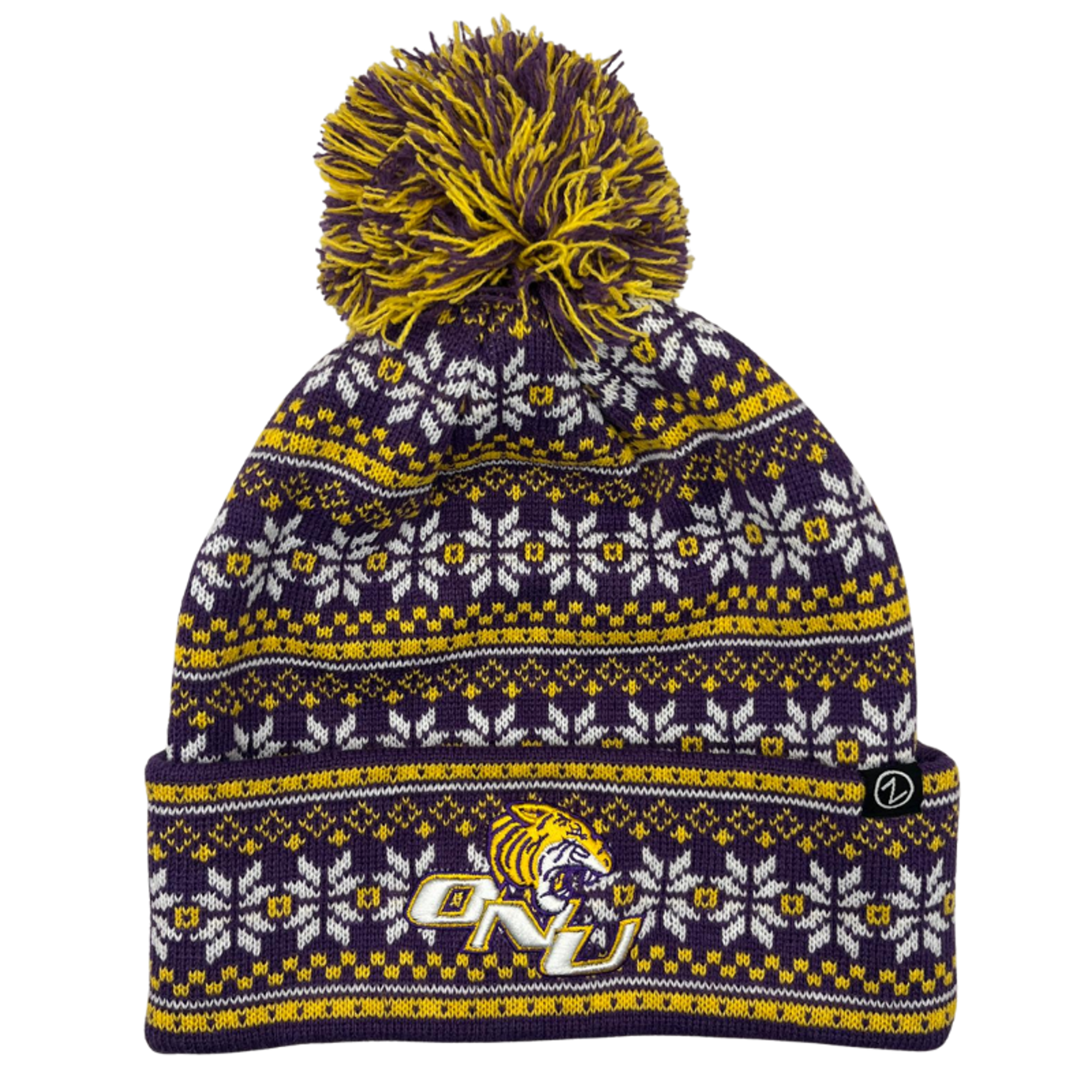 Snowflake Beanie W/ Cuff and Pom