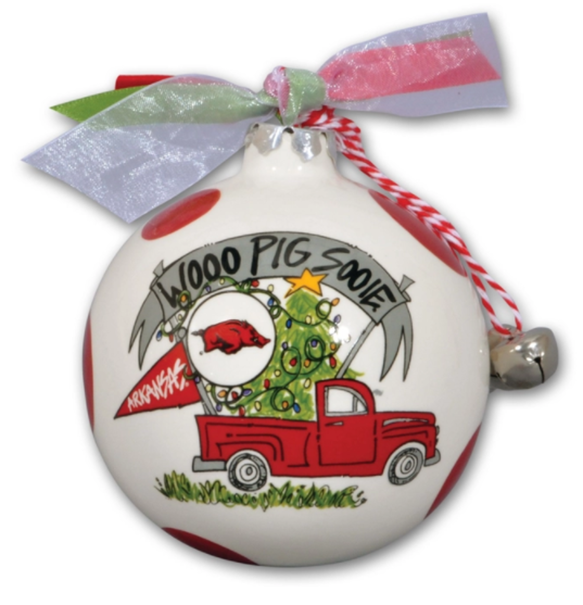 image of: Arkansas Razorbacks Magnolia Lane Red Truck Ornament
