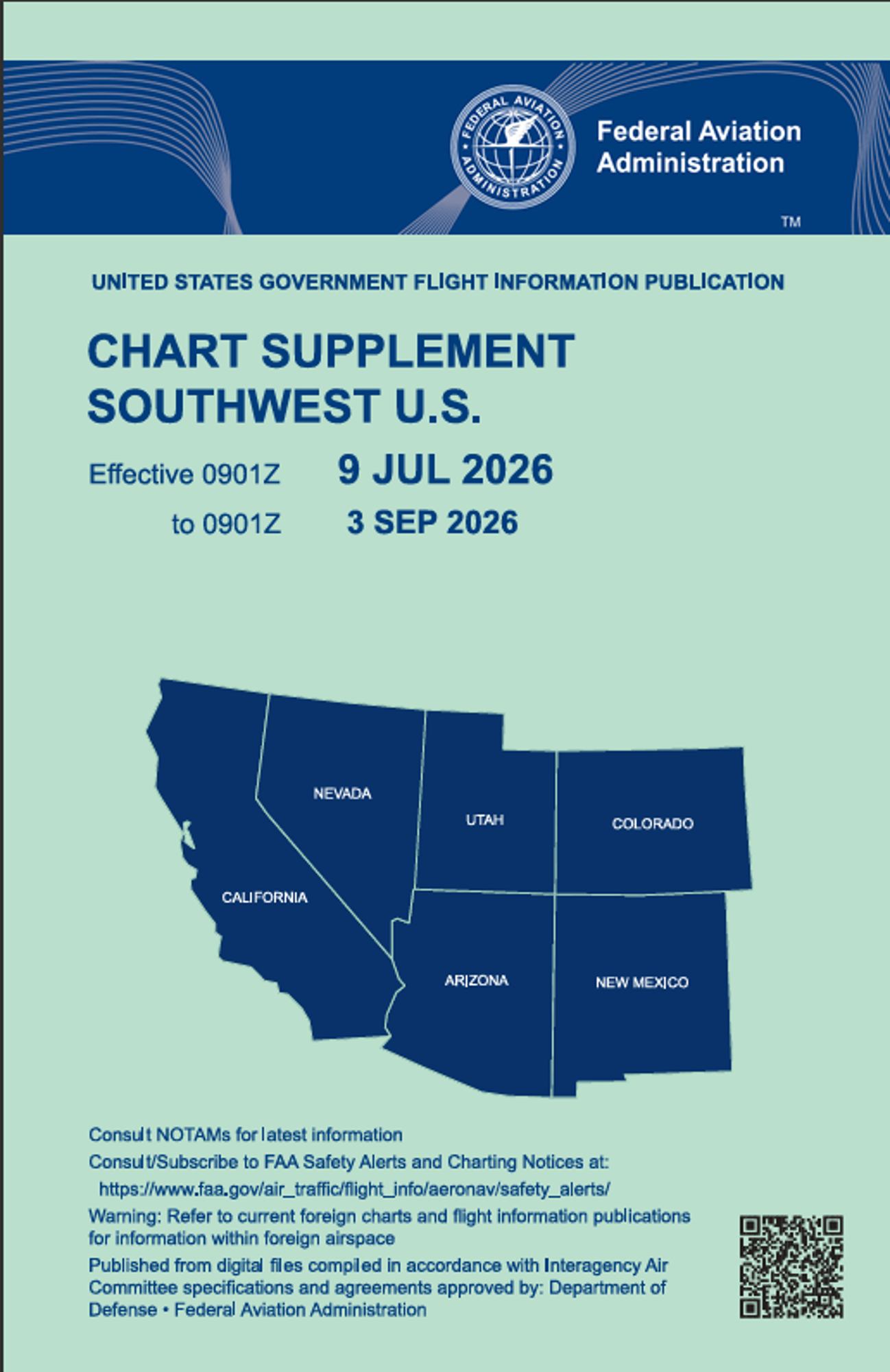 Cover image for CHART SUPPLEMENT SOUTHWEST U.S.  Fall 2026