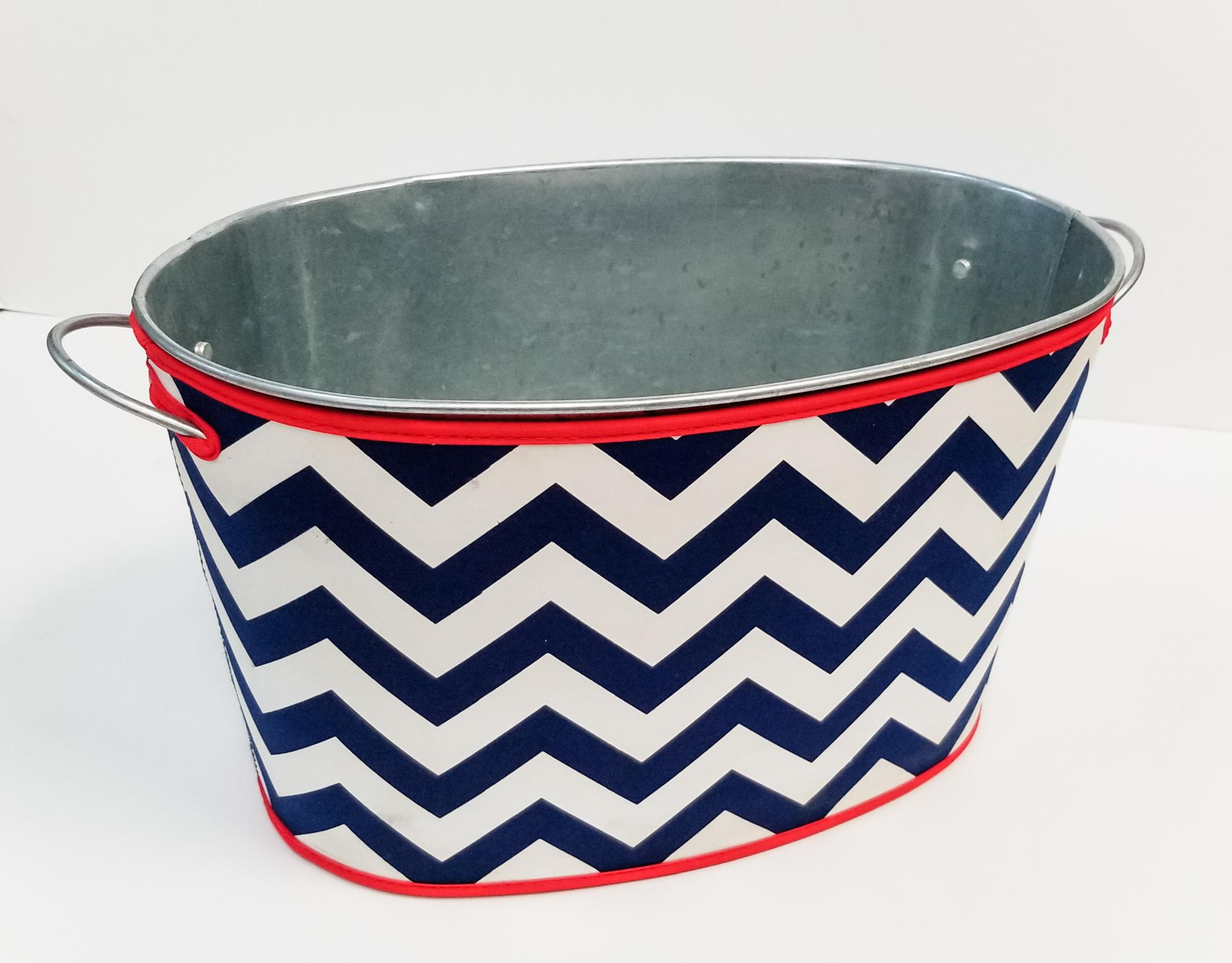 image of: Large Chevron Galvanized Metal Bucket