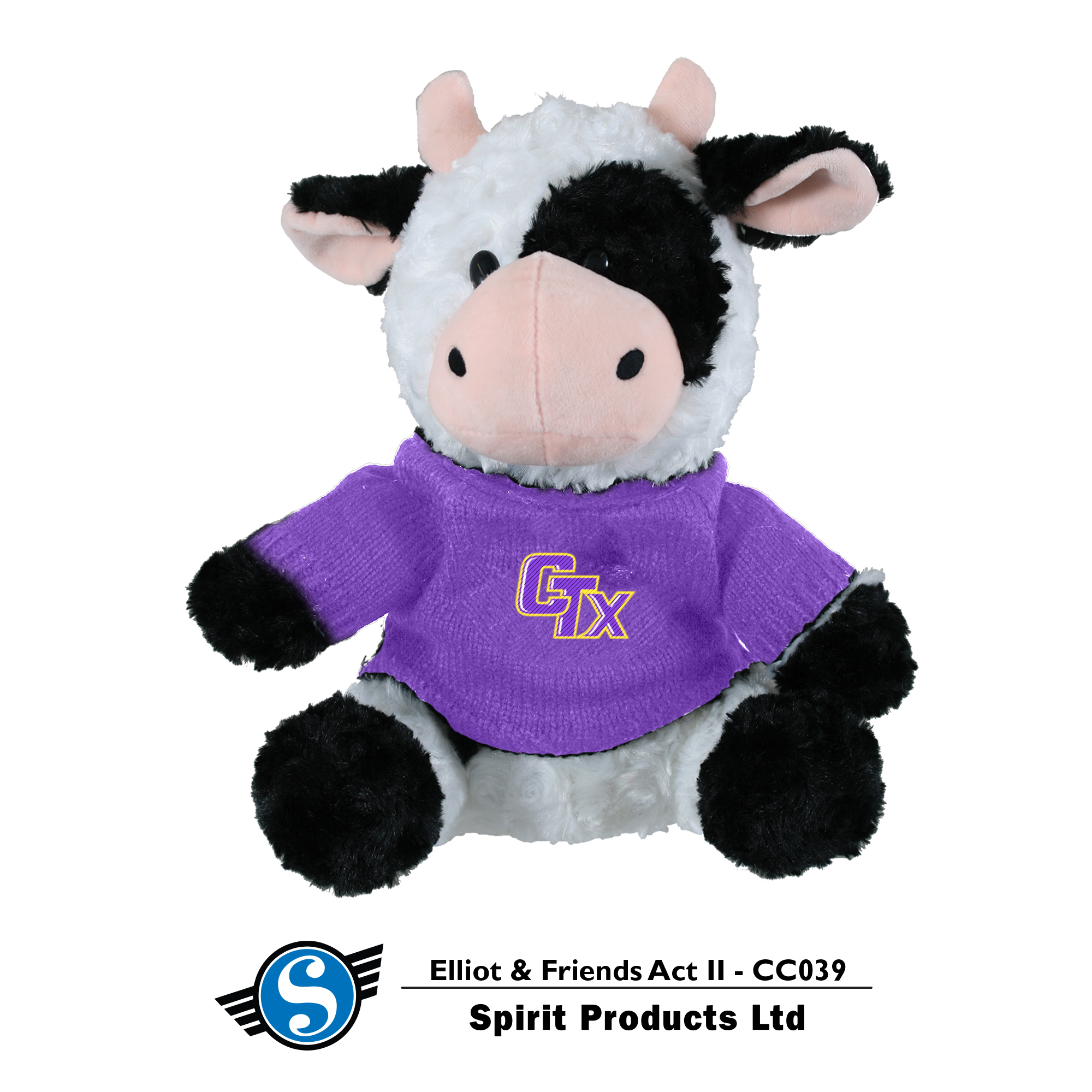 image of: Plush Black and White Cow in CTX Sweater