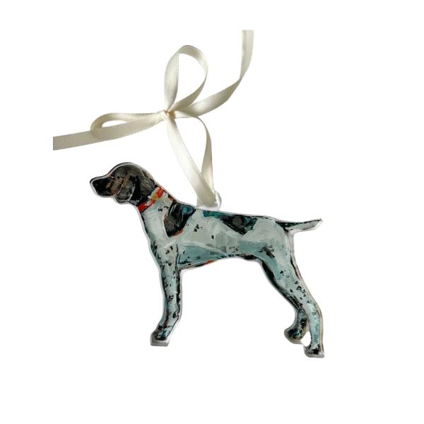 German Shorthaired Pointer Standing Acrylic Hanging Holiday Ornament; $24.00
