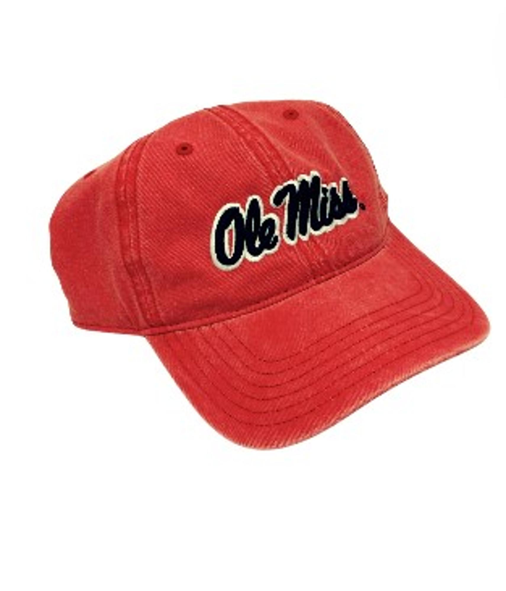 image of: Ole Miss Script Pigment Dyed Twill Adjustable Hat Red
