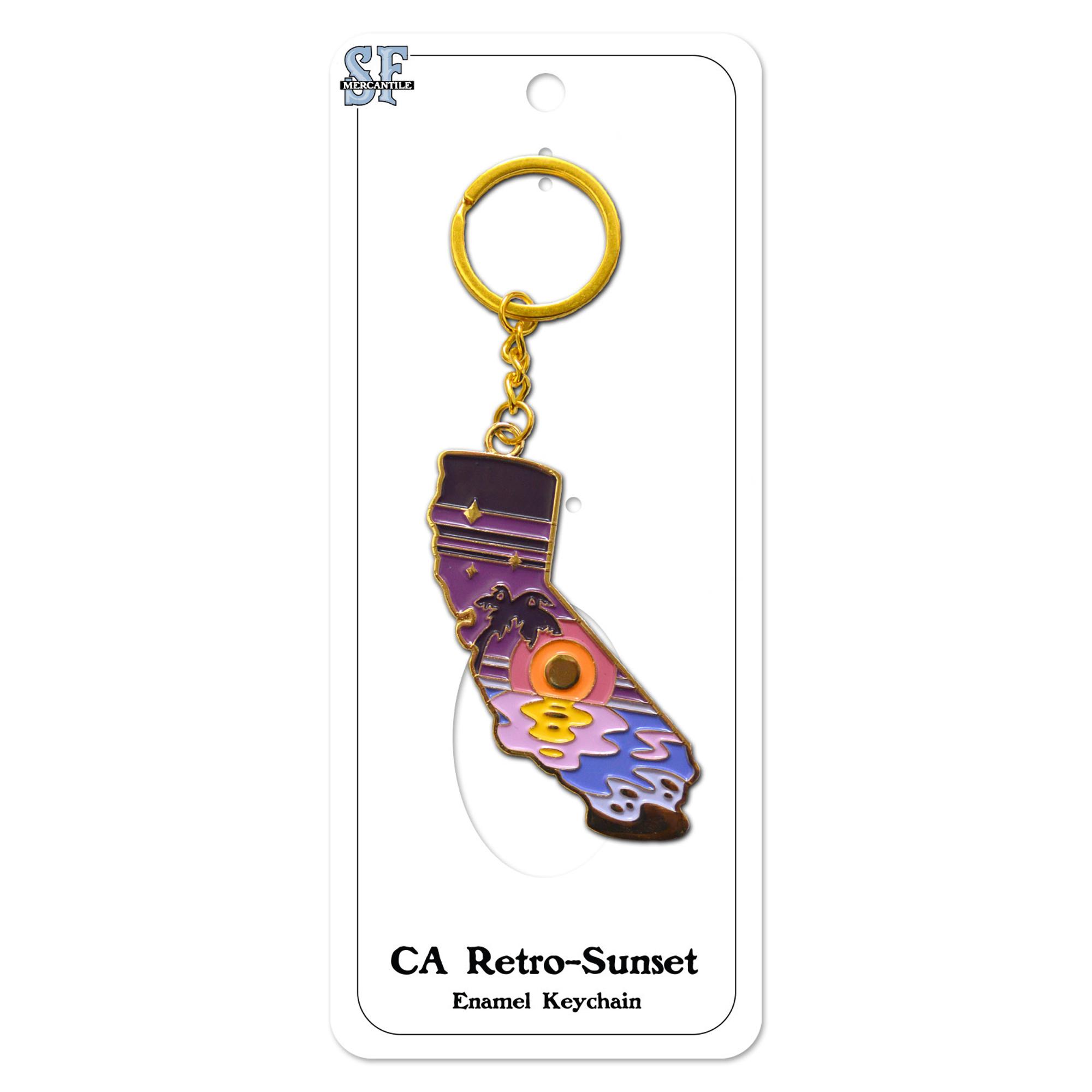 image of: California Retro Sunset Enamel Keychain