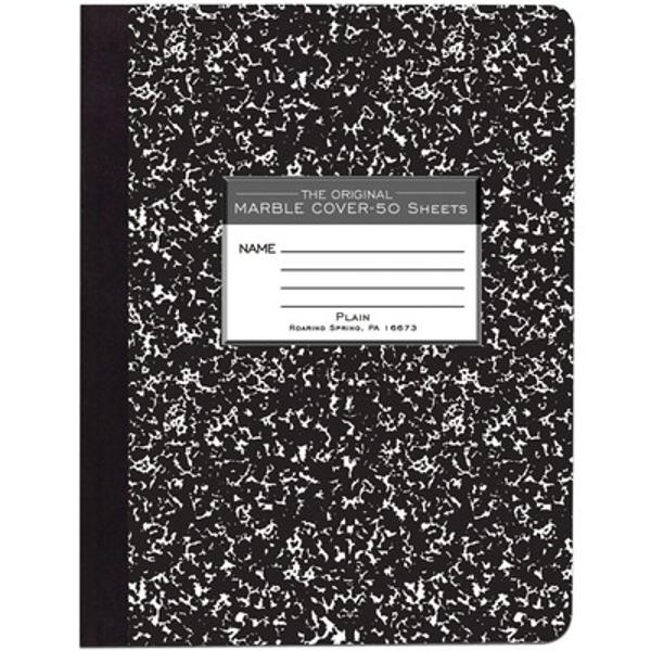 Composition Notebook, Unruled, 50 Sheets, Black; $5.98