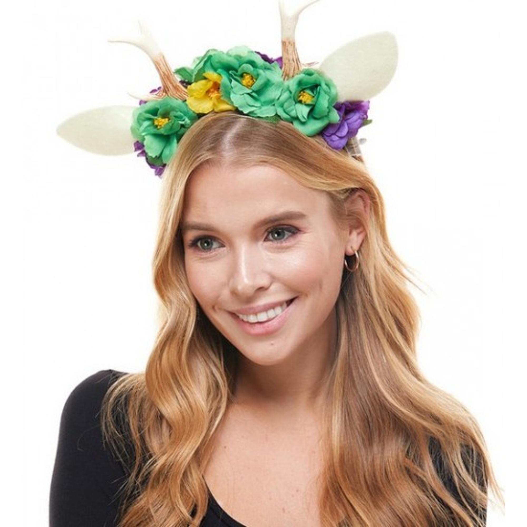 image of: VEN ANTLER HEADBAND W/FLOWERS