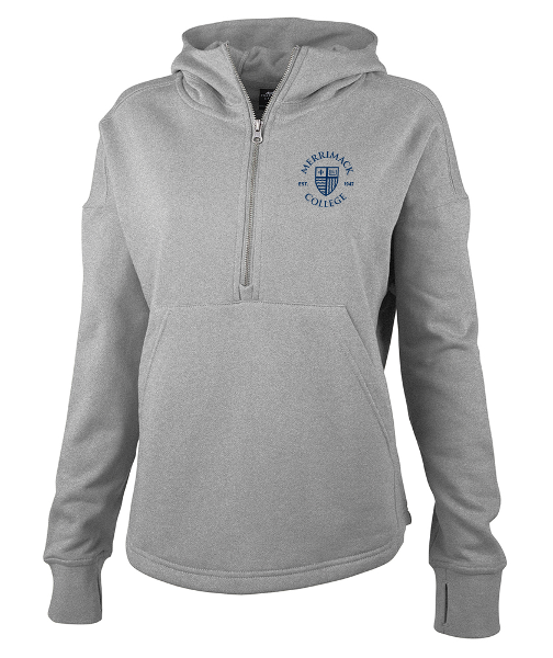 Womens Heather Grey Willow Scallop Hem Half Zip; $59.99