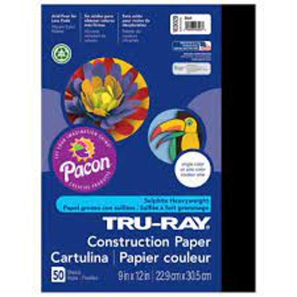 Tru-Ray Construction Paper BLACK  9" x 12; $3.99