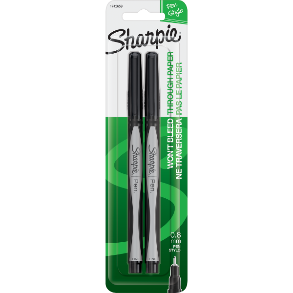 Sharpie Pen - Black Fine 2Pk BP; $5.99