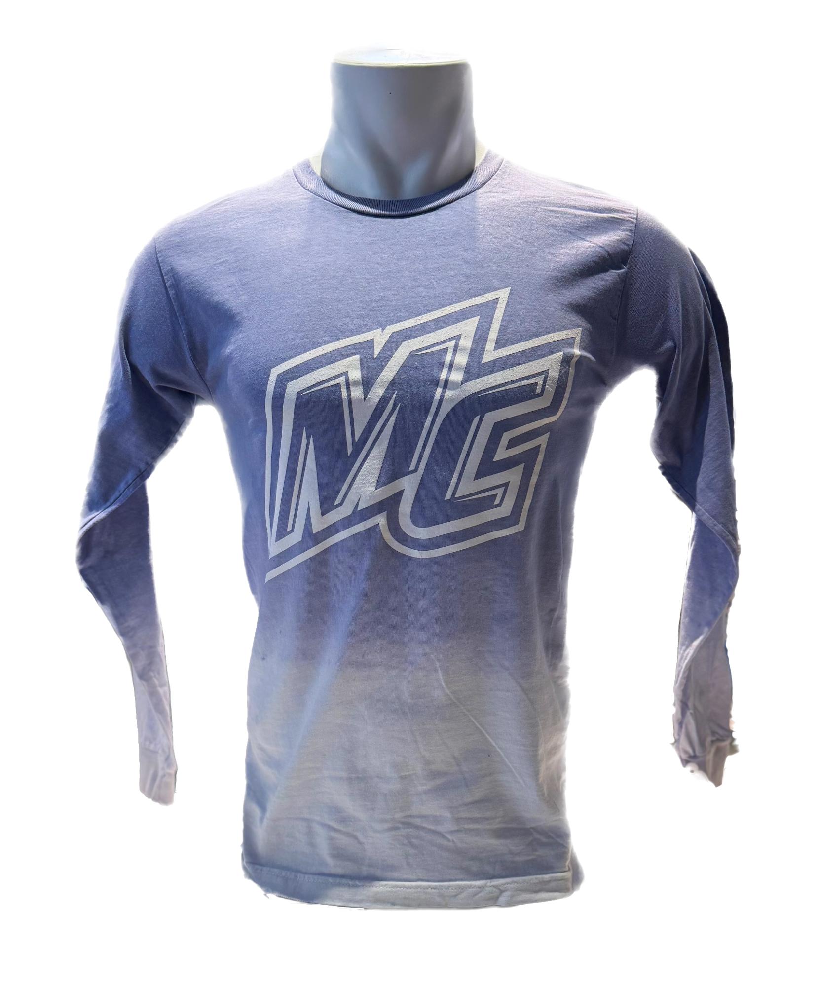 image of: Ombre Long Sleeve Tee Pacific Blue & White