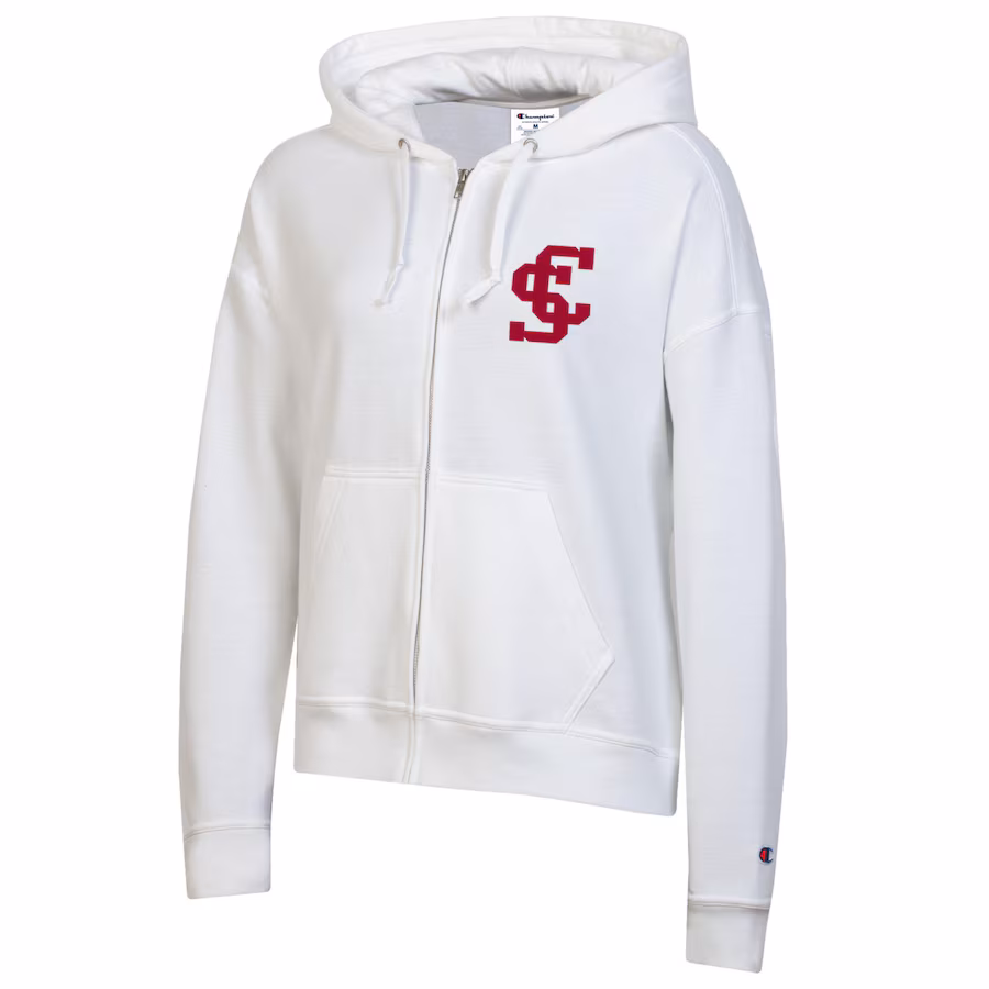 image of: Santa Clara University Champion Women's Powerblend Full Zip Hood, White