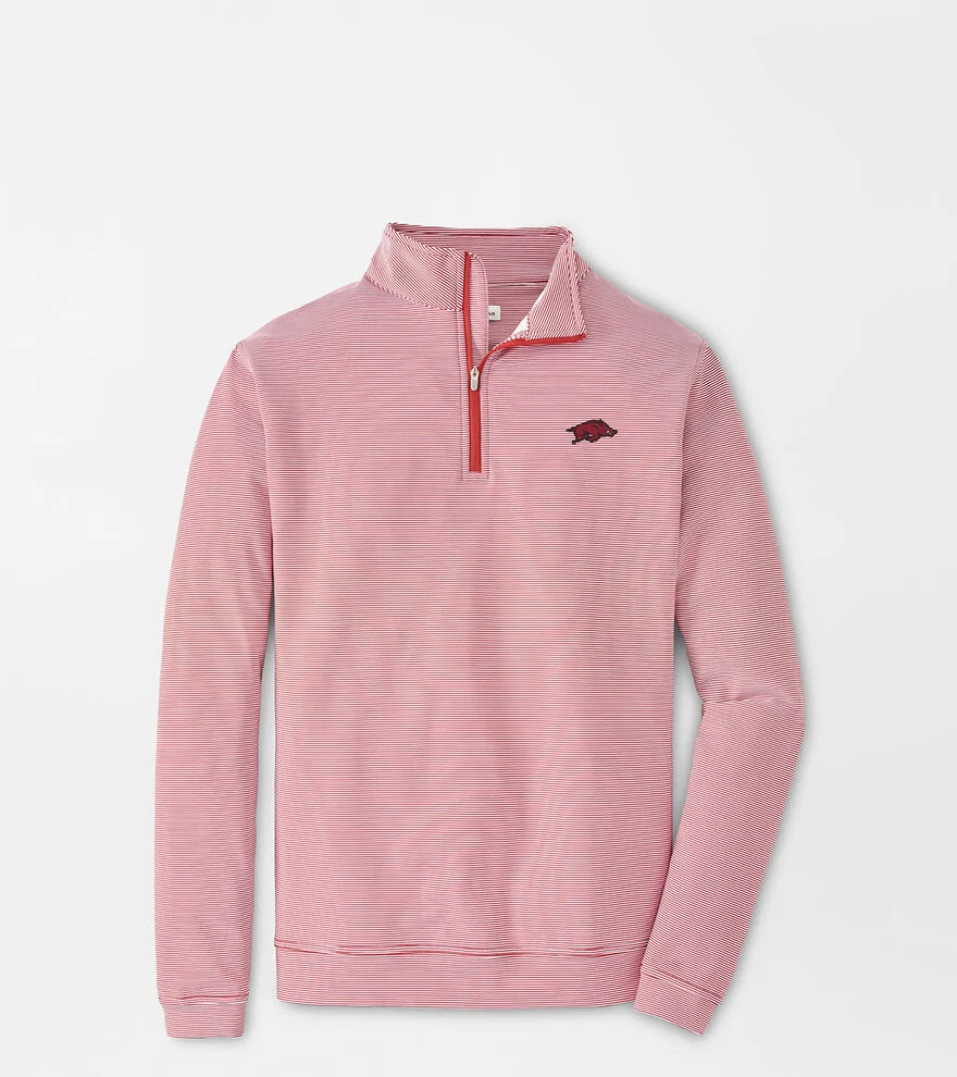 image of: Arkansas Razorbacks Peter Millar Perth Sugar Stripe Performance 1/4 Zip