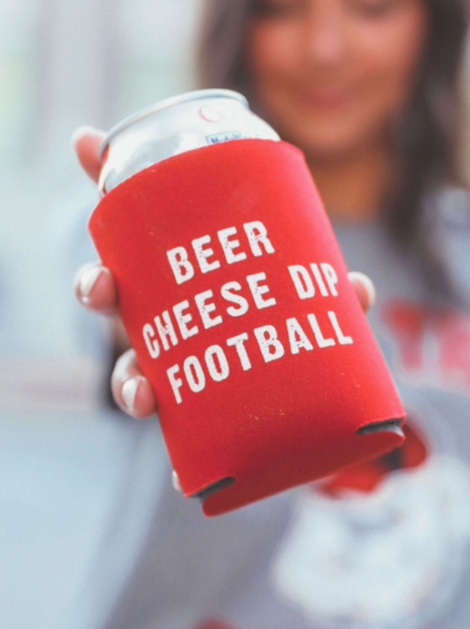image of: Beer Cheese Dip Football Drink Koozie