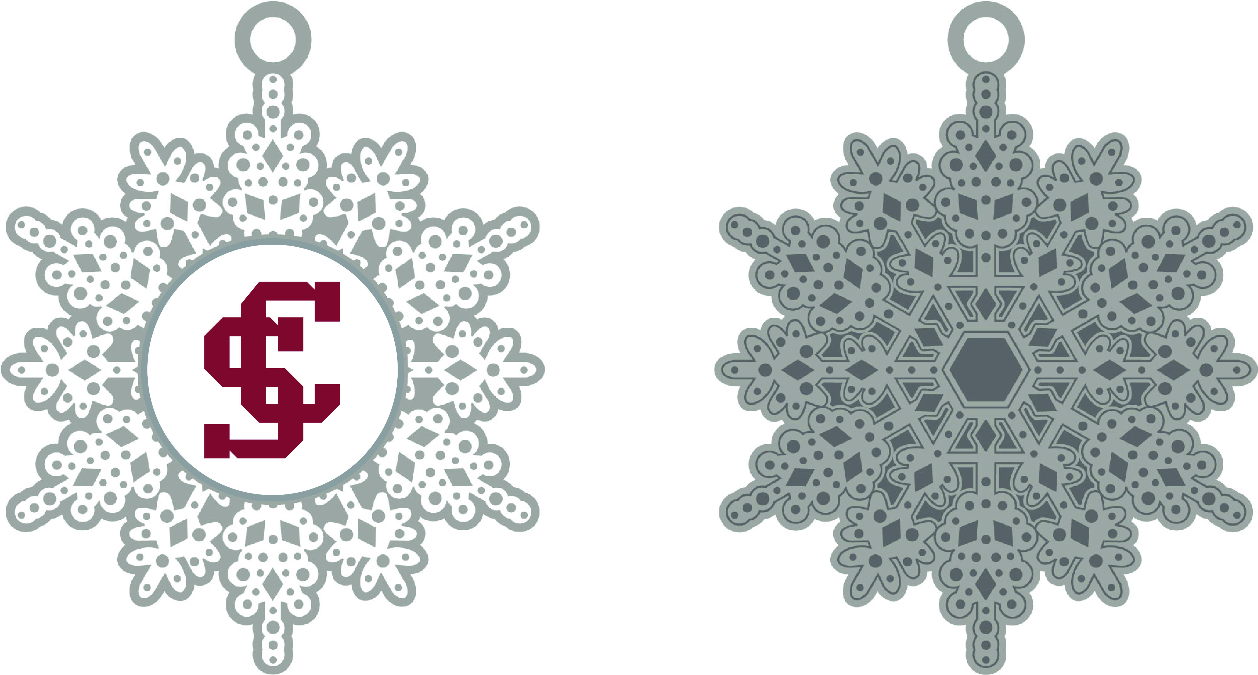 image of: Santa Clara Broncos Pewter Snowflake Ornament