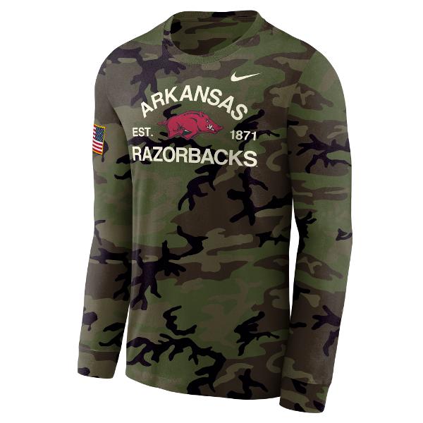 Arkansas Razorbacks Men's Nike Military Legend Long Sleeve Tee; $55.00