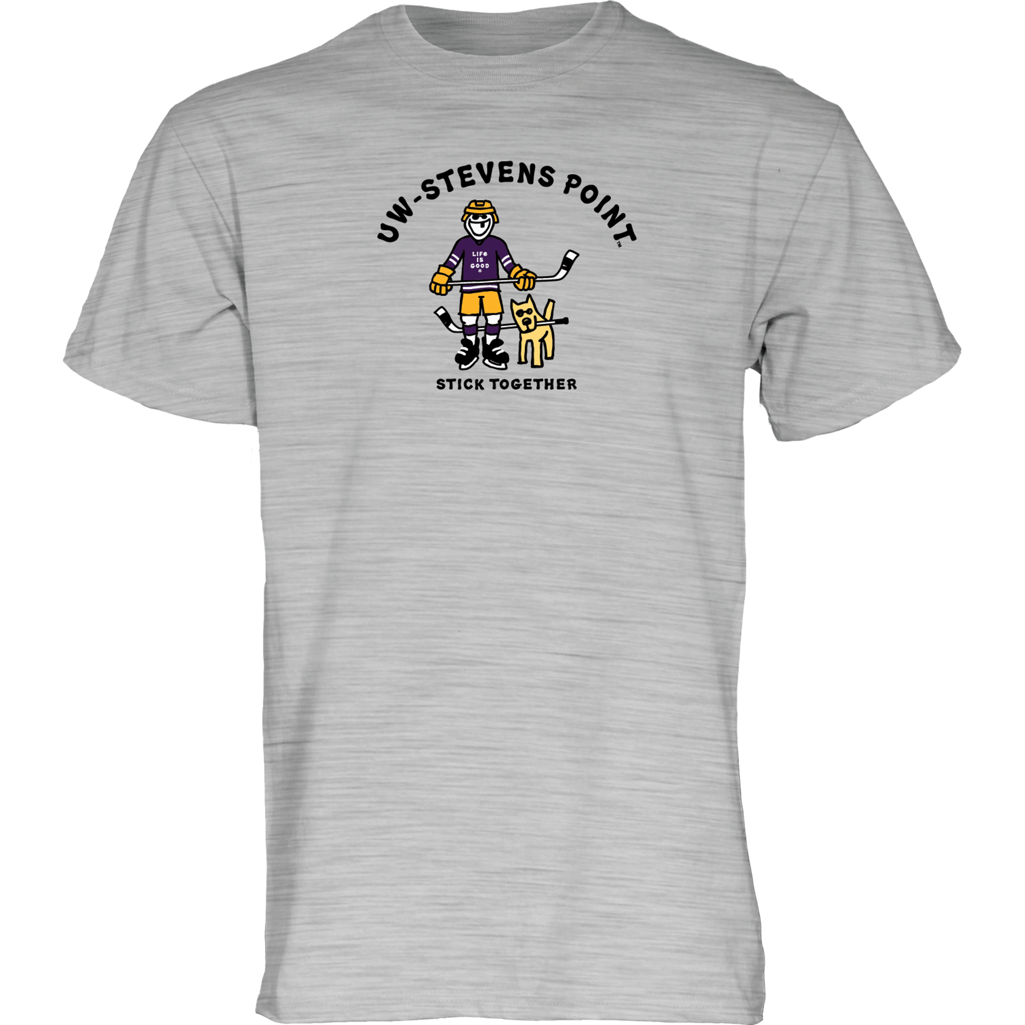 Product image 1 of 1 for UW-Stevens Point Life is Good Hockey Short Sleeve Tee, Heather Grey