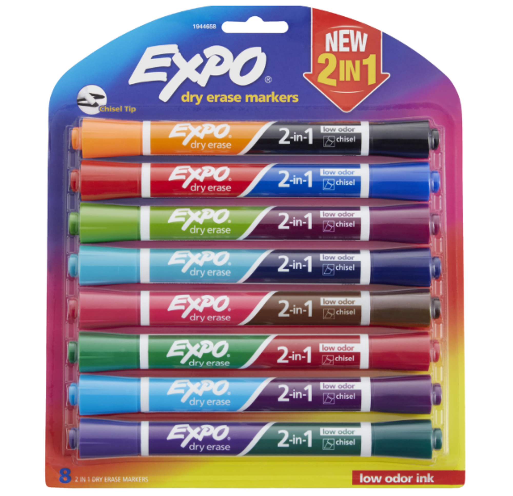 image of: Expo Dual end Low Odor Dry Erase Marker - Asst, Chisel, 8pk