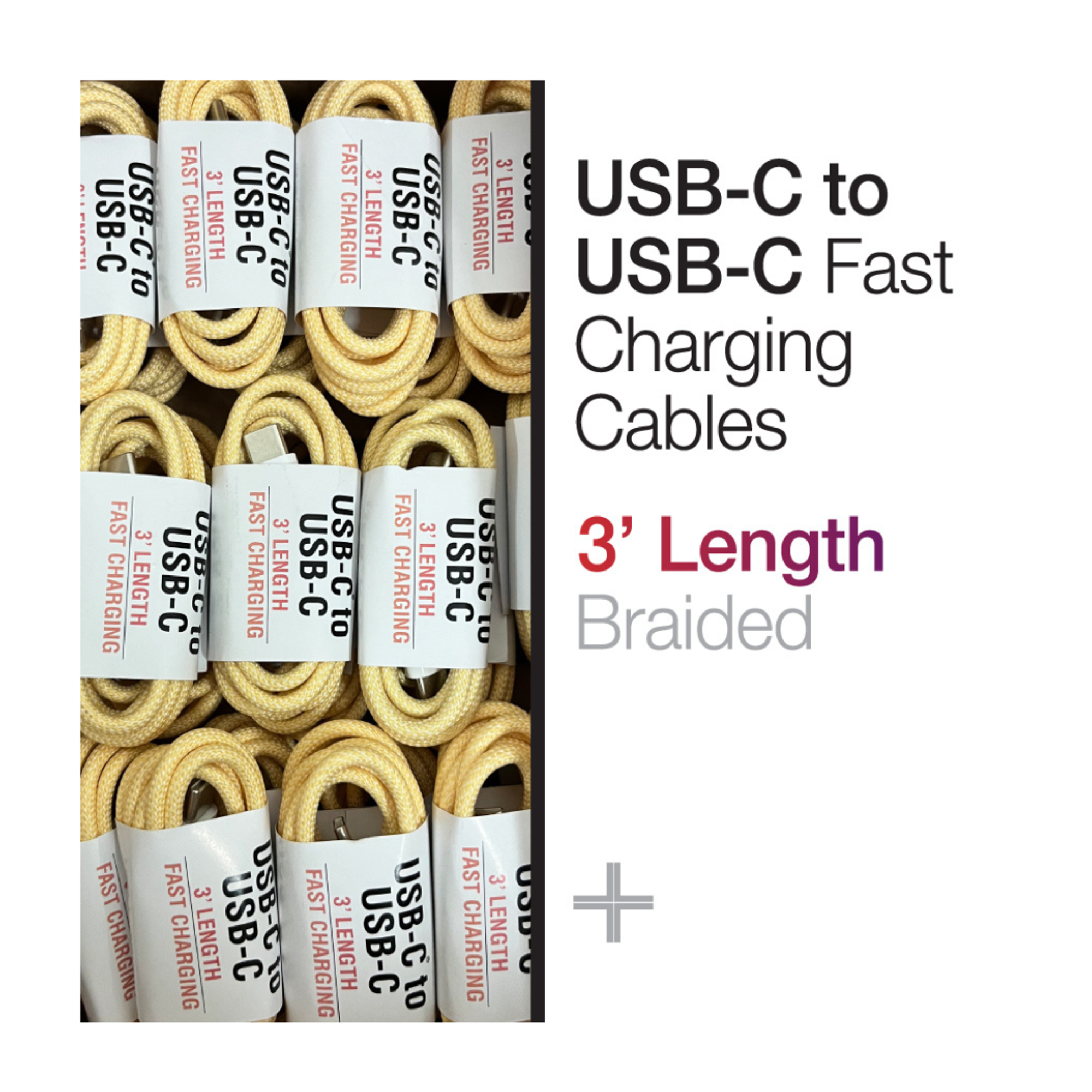 Product image 1 of 1 for CABLE 3' USB-C TO USB-C FAST YELLOW