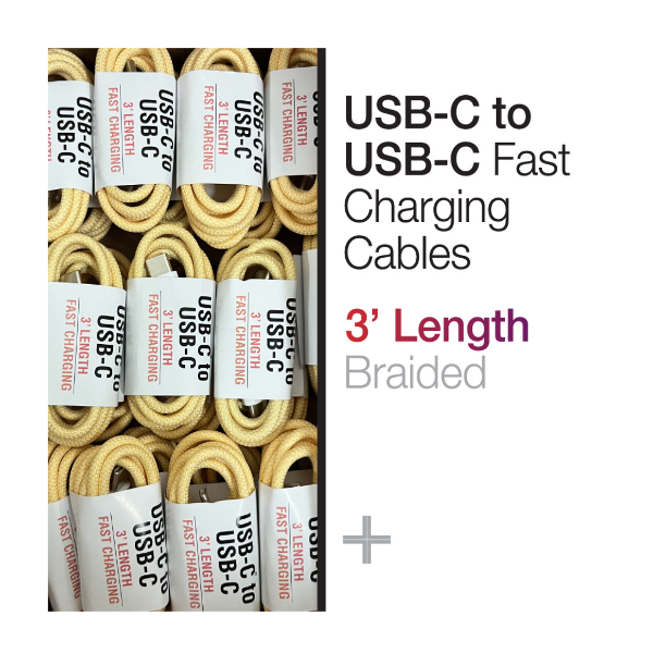 CABLE 3' USB-C TO USB-C FAST YELLOW; $8.99