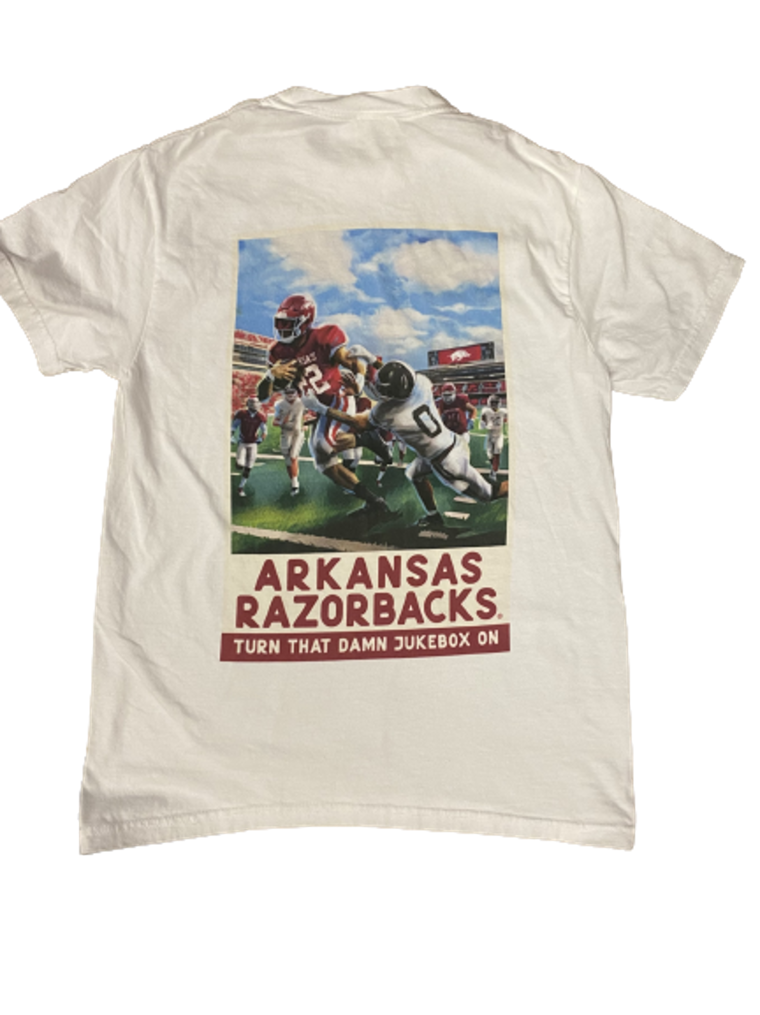 image of: Arkansas Razorbacks Oil Paint Football Short Sleeve Tee - White