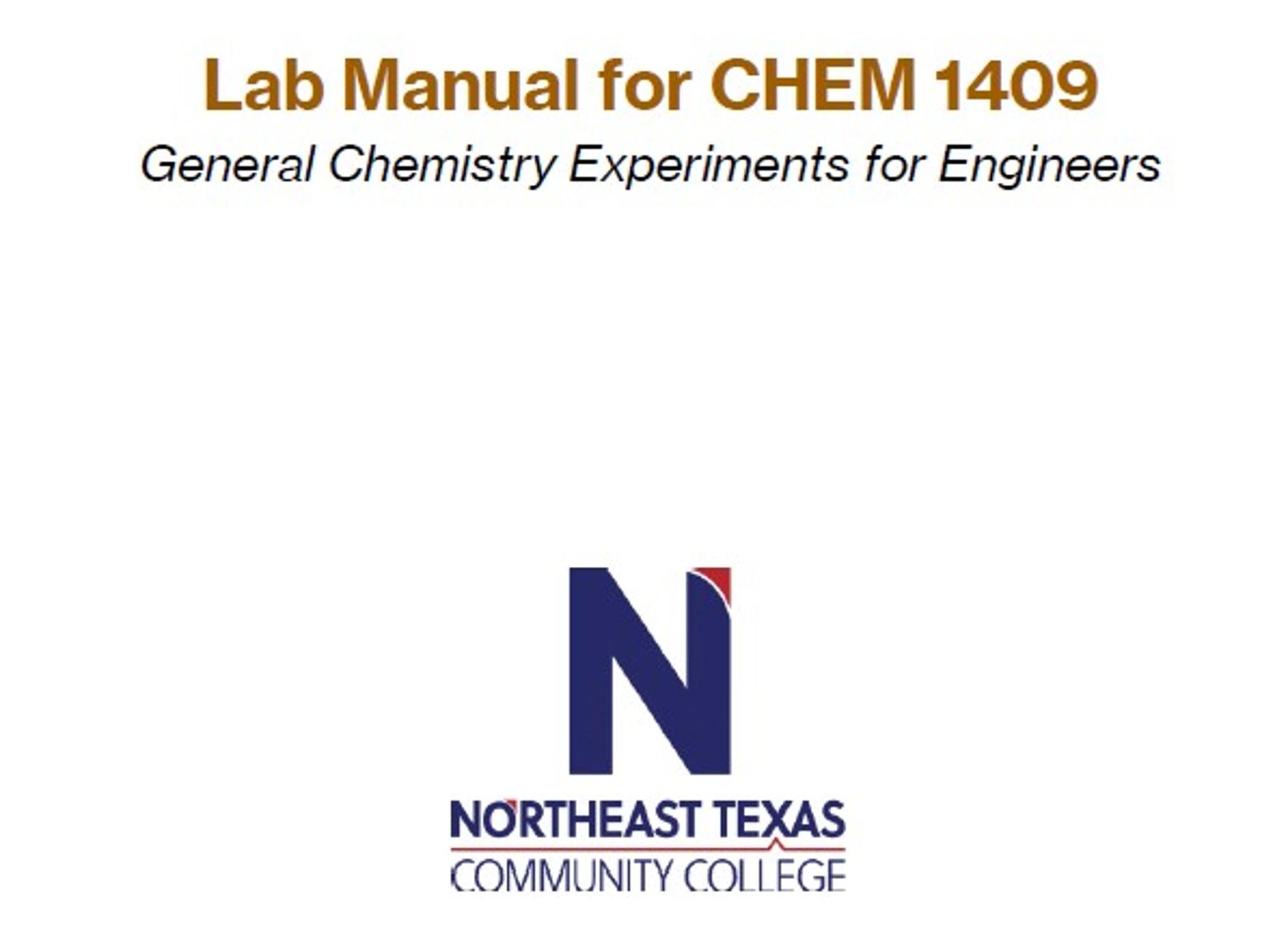 Cover image for CHEM 1409: General Chemistry for Engineers Lab Manual