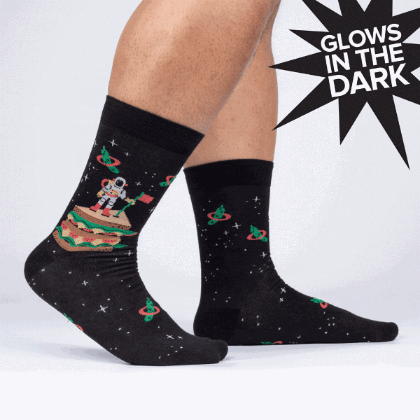 Crew Socks Glow In Dark Large - Moon Club; $10.99