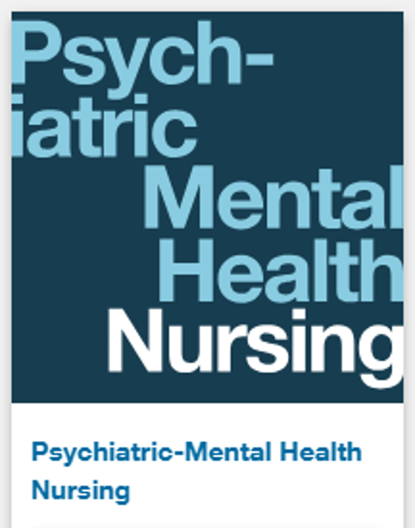 Cover image for Psychiatric Mental Health Nursing