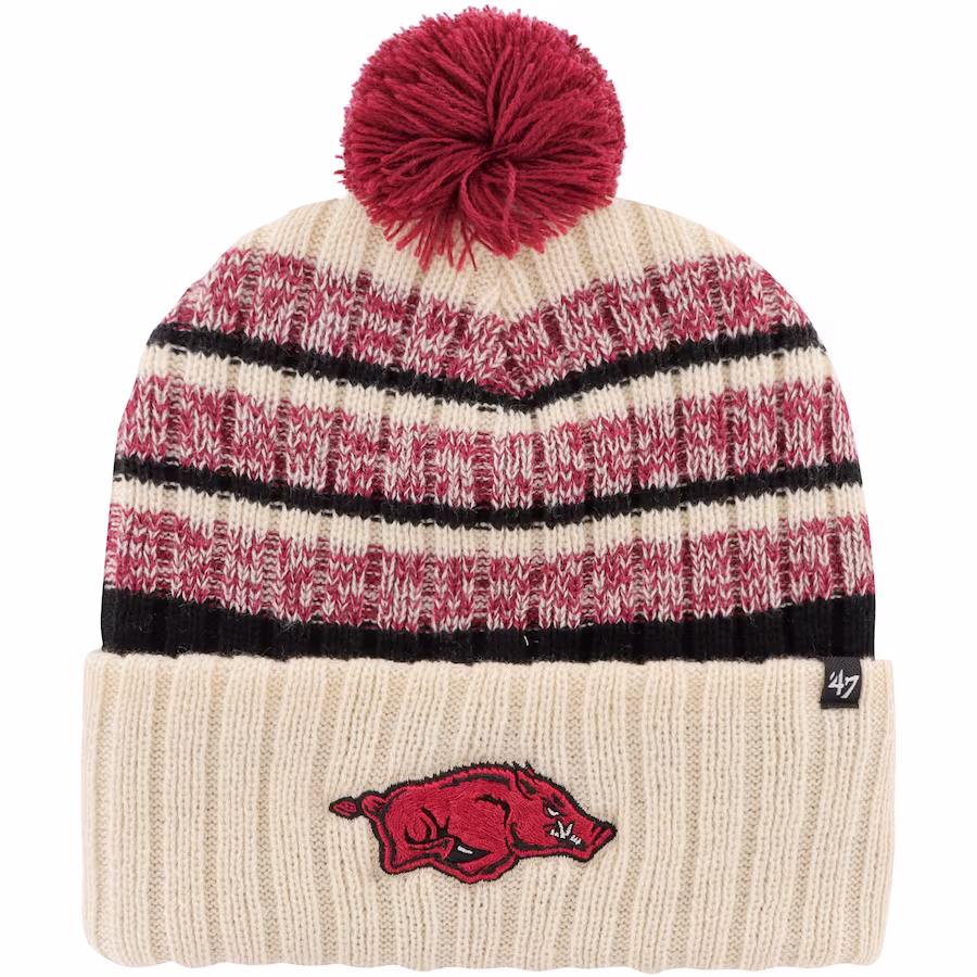 image of: Arkansas Razorbacks '47 Tavern Cuff Knit Pom Beanie