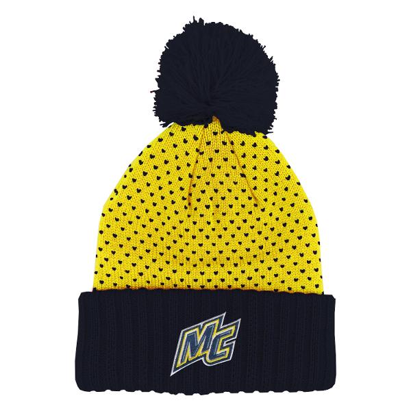 Navy & Yellow  Polkadot PomPom Beanie; $26.99