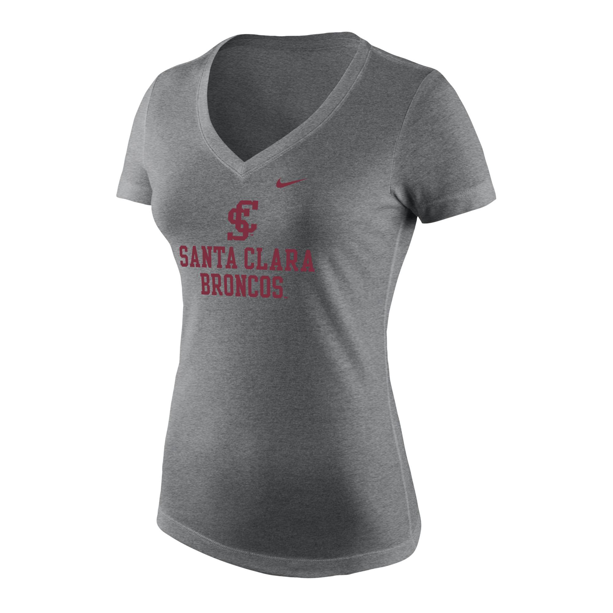 Product image 1 of 1 for Santa Clara Broncos Nike Women's Tri-Blend Mid-V Short Sleeve Tee, Dark Heather