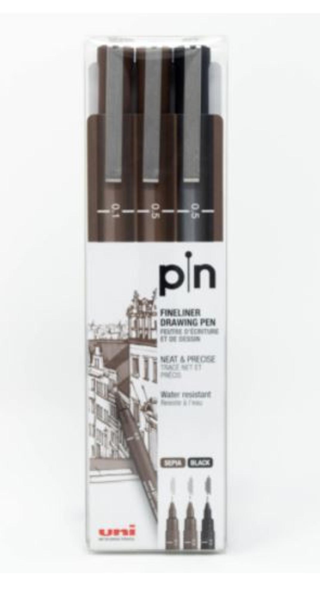 image of: Uni Pin Fineliner Sepia and Black Set/3