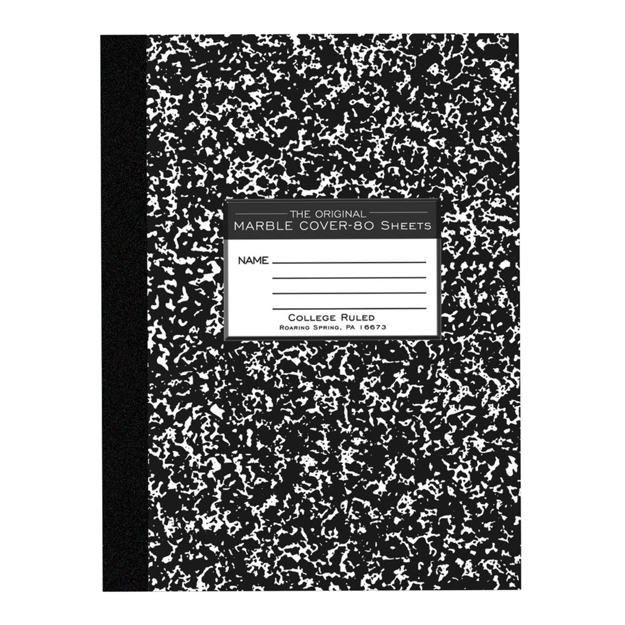 image of: Roaring Spring Marble Composition Book - Black 8x10.25in 80Sht