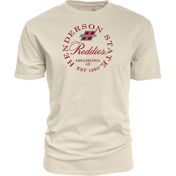 Henderson State Reddies Circular Motion Dyed Ringspun Tee; $34.99