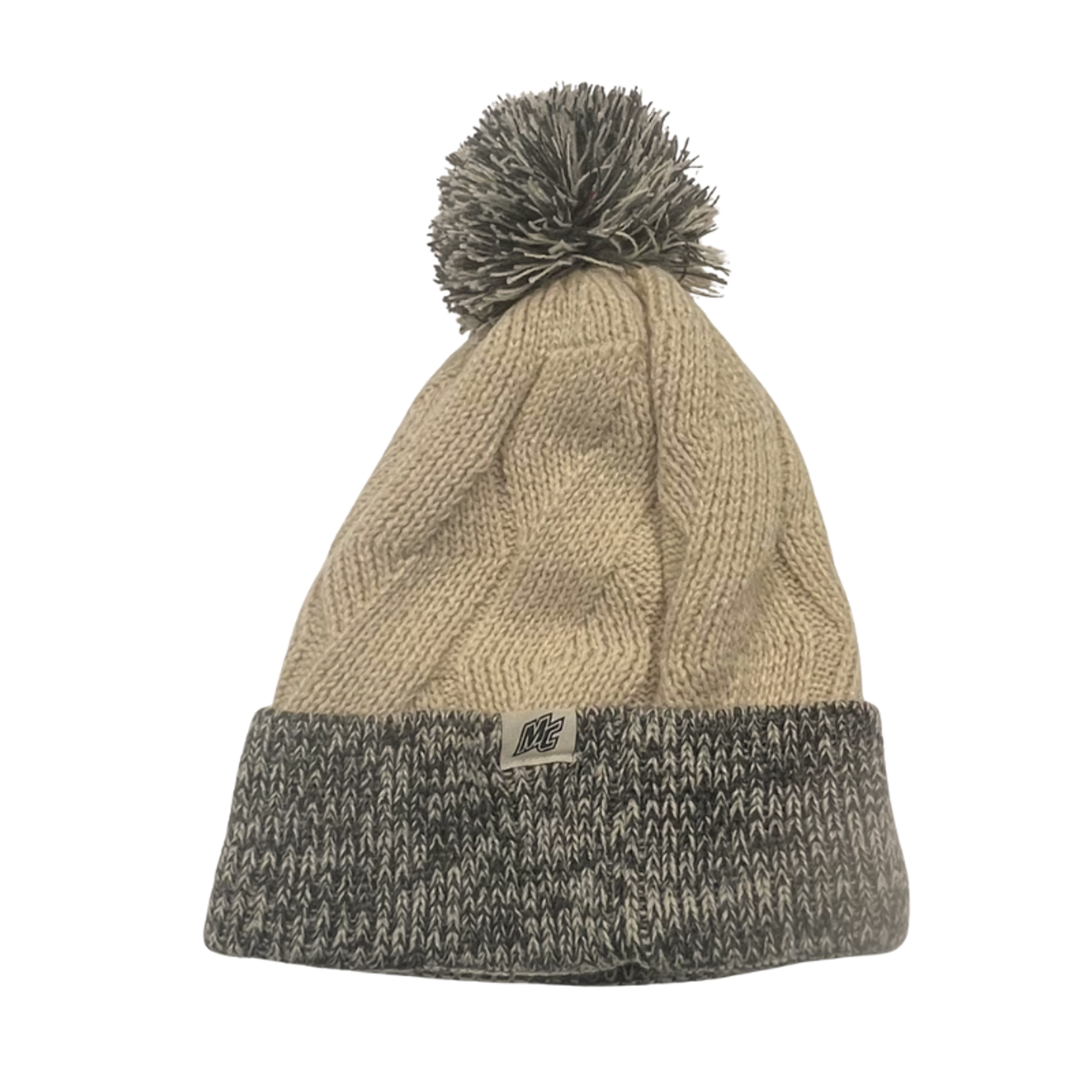 image of: Cable knit beanie with heather cuff