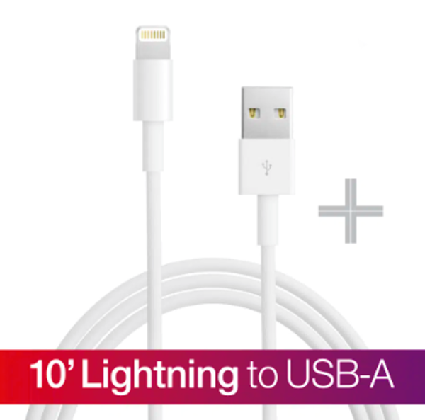 10' Lightning USB-A Cell Phone Cable - White; $12.99