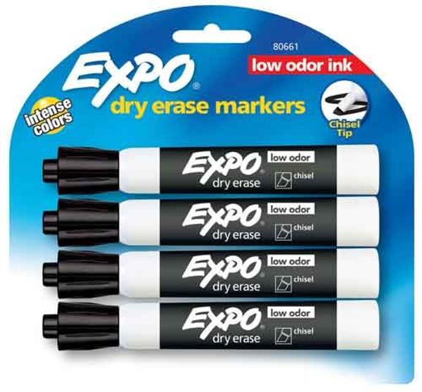 Expo Dry Erase Markers, Chisel Point, Black, 4 Ct; $9.99